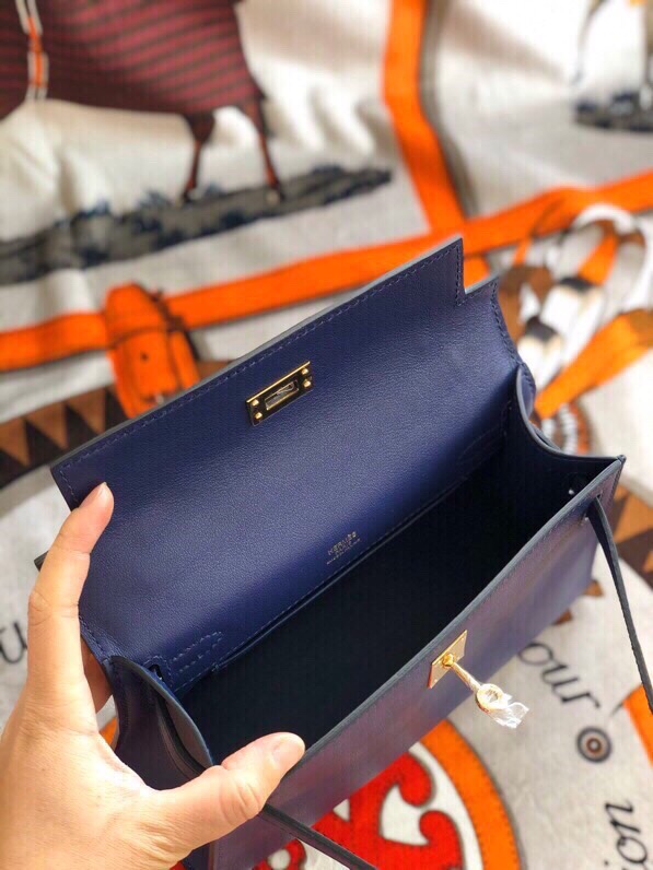 에르메스 미니 켈리백22 블루사파이어 금장 스위프트